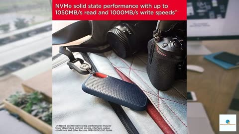 SanDisk 1TB Extreme Portable SSD - Up to 1050MB/s, USB-C, USB 3.2 Gen 2, IP65 Water and Du