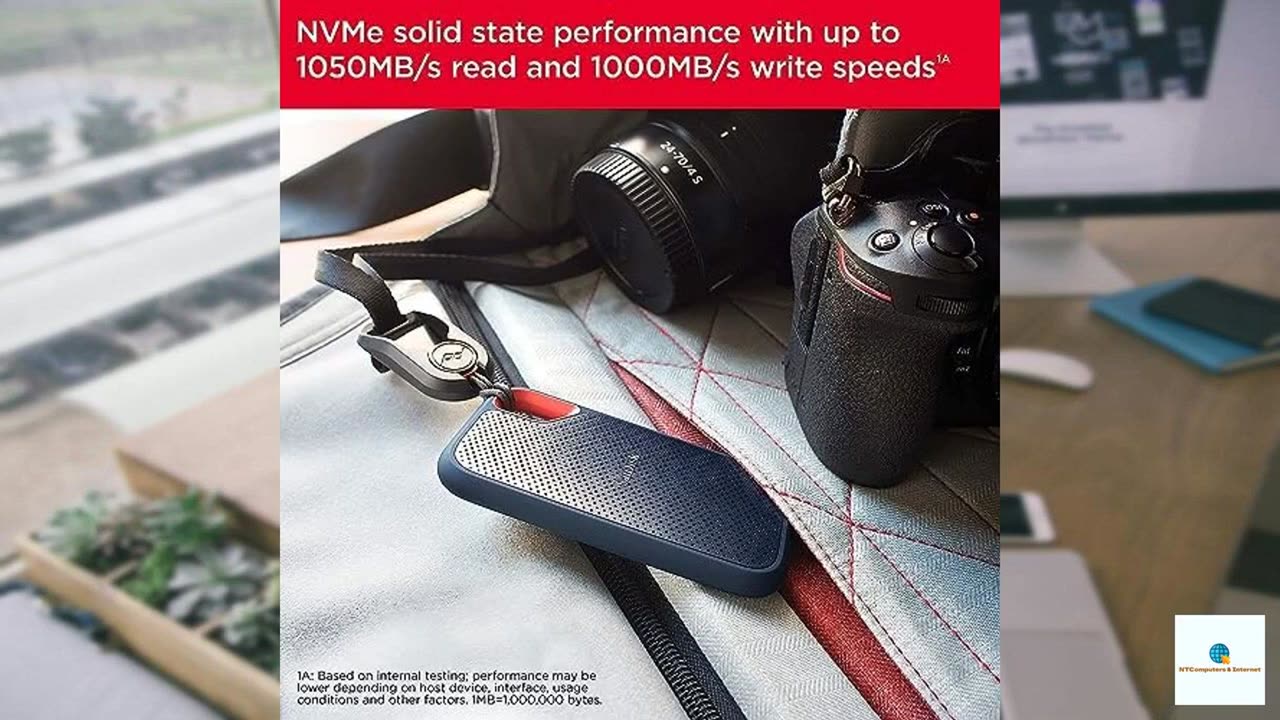 SanDisk 1TB Extreme Portable SSD - Up to 1050MB/s, USB-C, USB 3.2 Gen 2, IP65 Water and Du