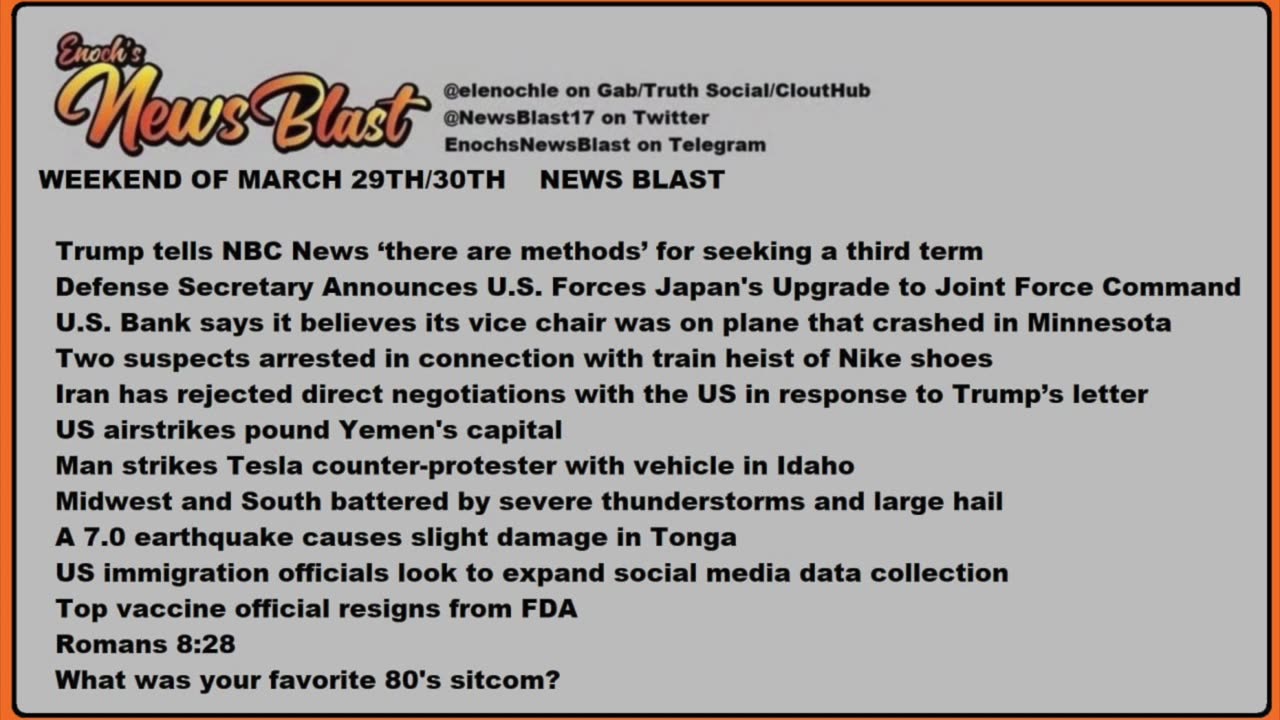 Weekend March 29/30, 2025 News Blast