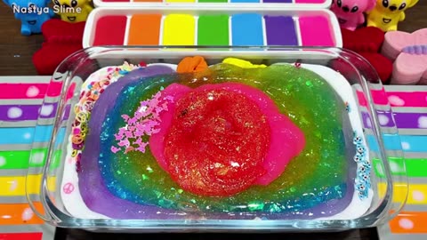 Rainbow Stitch Slime Mixing Nails, Clay & Glitter ASMR_part2