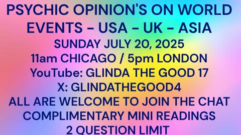 LIVESTREAM REMIINDER - JULY 20, 2025