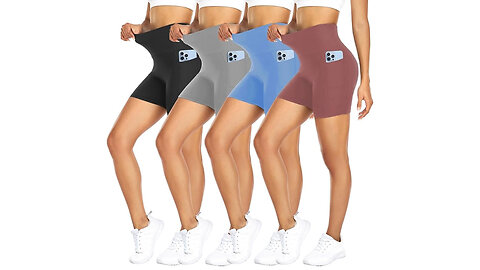 High Waist Buttery Soft Workout Yoga Women Biker Shorts with Pockets.