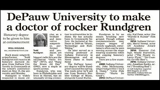 March 22, 2017 - Indianapolis Star Notes Todd Rundgren's Honorary Degree from DePauw