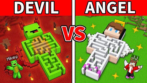 JJ And MIkey DEVIL vs ANGEL Giant MAZE BATTLE in Minecraft Maizen22
