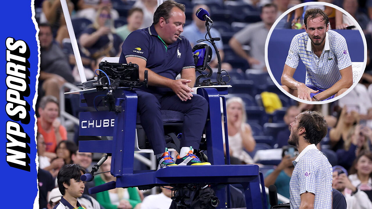 Daniil Medvedev LOSES IT on chair umpire after cameraman sparks WILD US Open delay