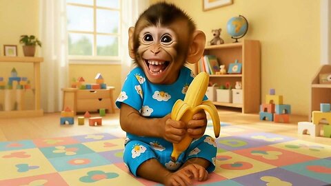 Monkey eating banana