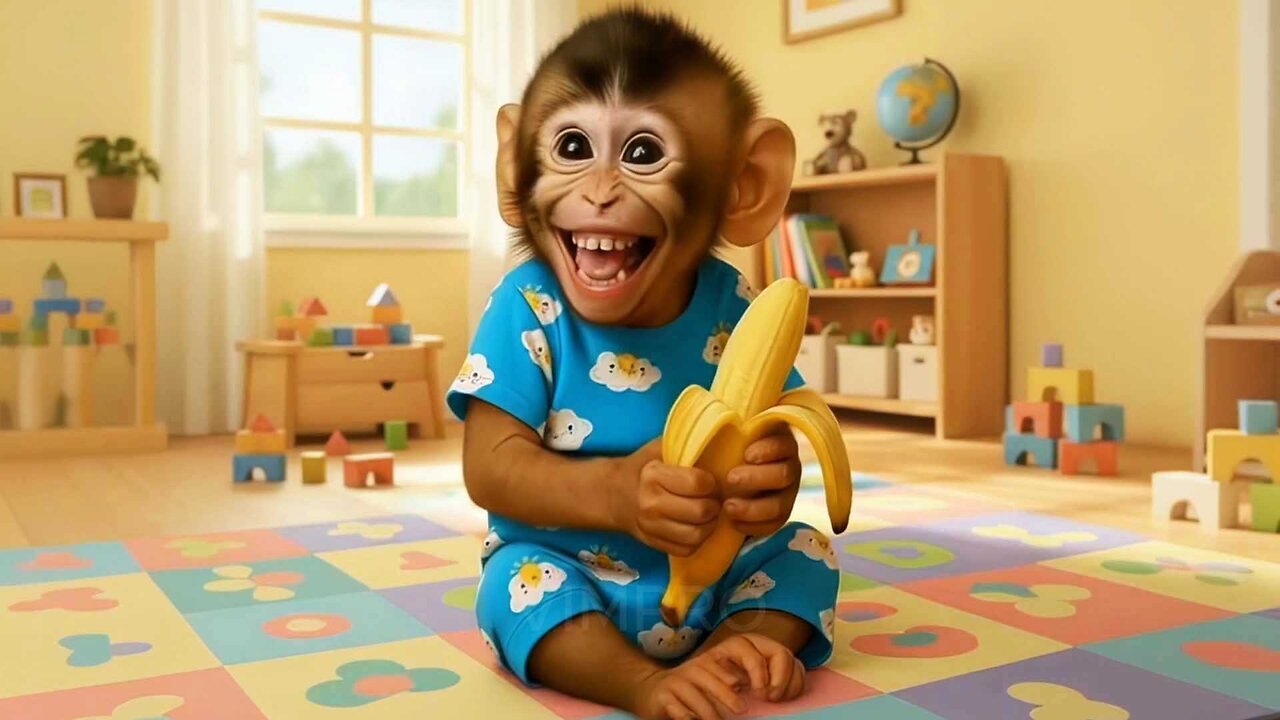 Monkey eating banana