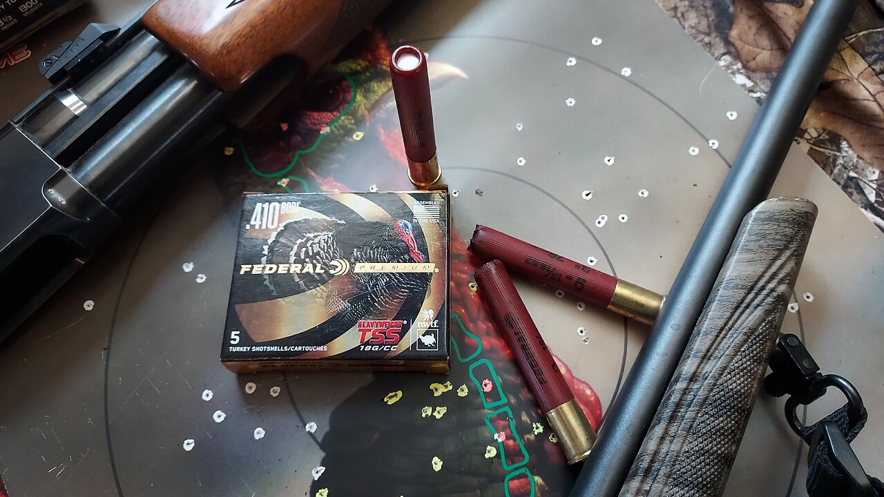 Federal Premium Heavyweight TSS Turkey Loads, .410 bore in 3" shells loaded with No. 9s.