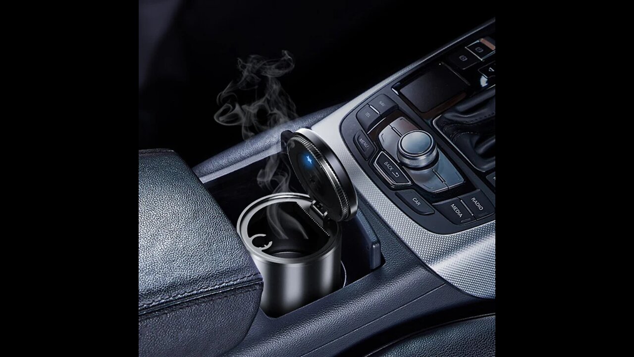 Multi-functional Covered And Illuminated Car Ashtray