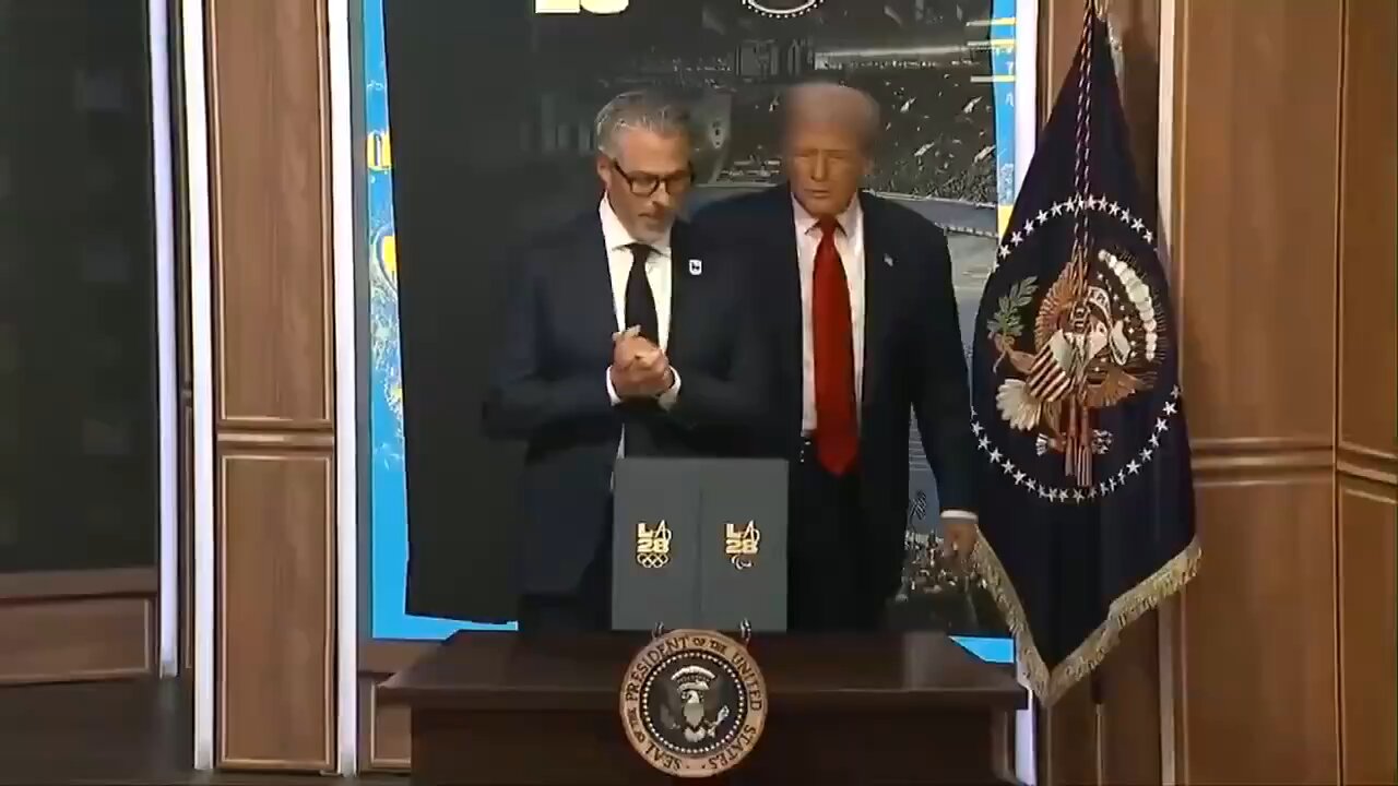 Olympics Chairman presents Pres. Trump with medals from the 1984 games in L.A.