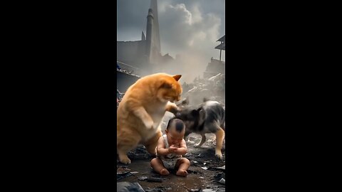 Cat Save Baby from Dog