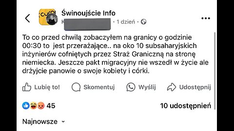 Kilkunastu afrykańskich migrantów na polsko-niemieckiej granicy, przejście Świnoujście-Ahlbeck.
