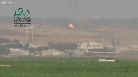 Syrian War regime tank destroyed by rebel T-72 in Aleppo governate 2014.03.09