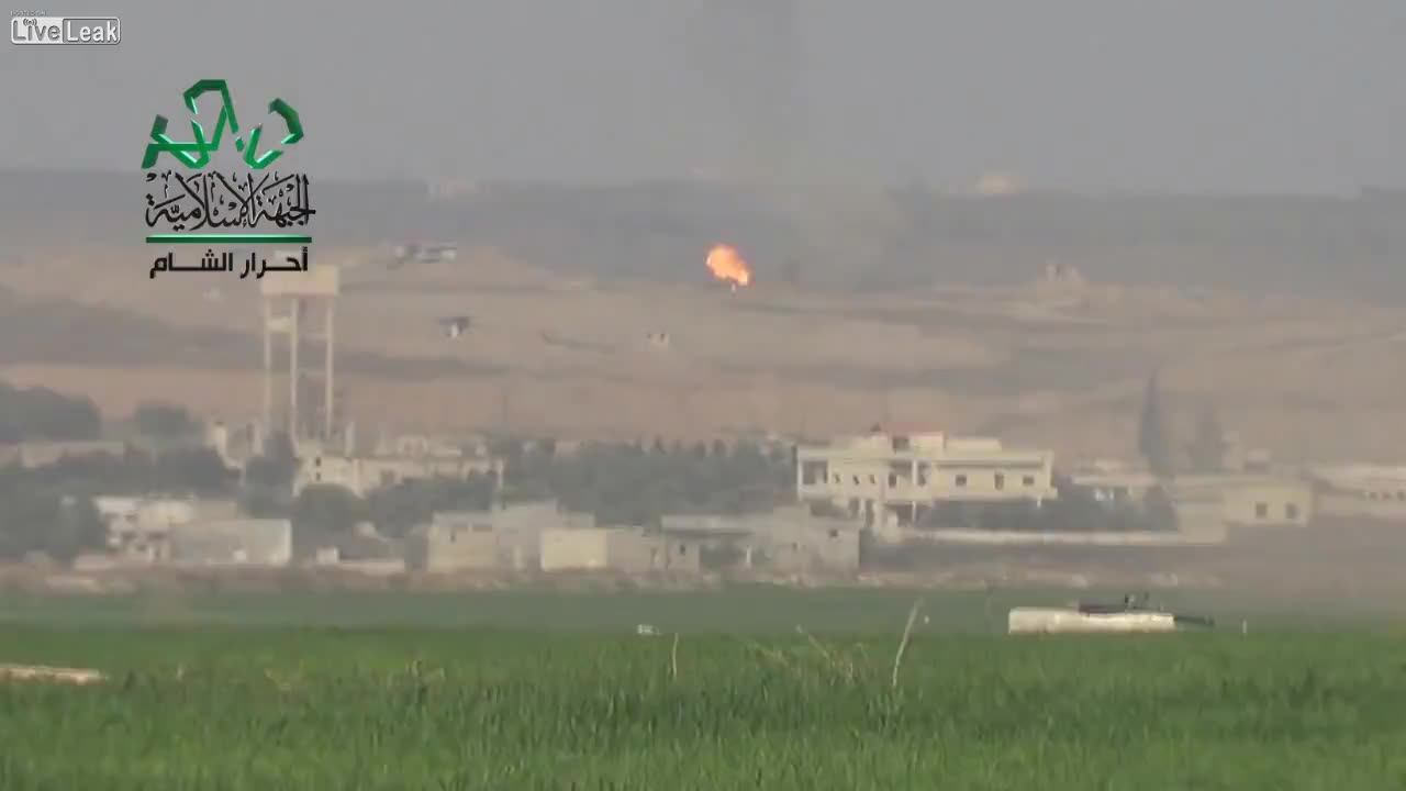 Syrian War regime tank destroyed by rebel T-72 in Aleppo governate 2014.03.09