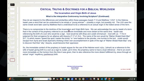 The Doctrine of the Incarnation and Birth of Jesus