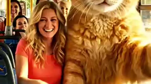 cute cat, dog in the bus with lady 🐈🐕
