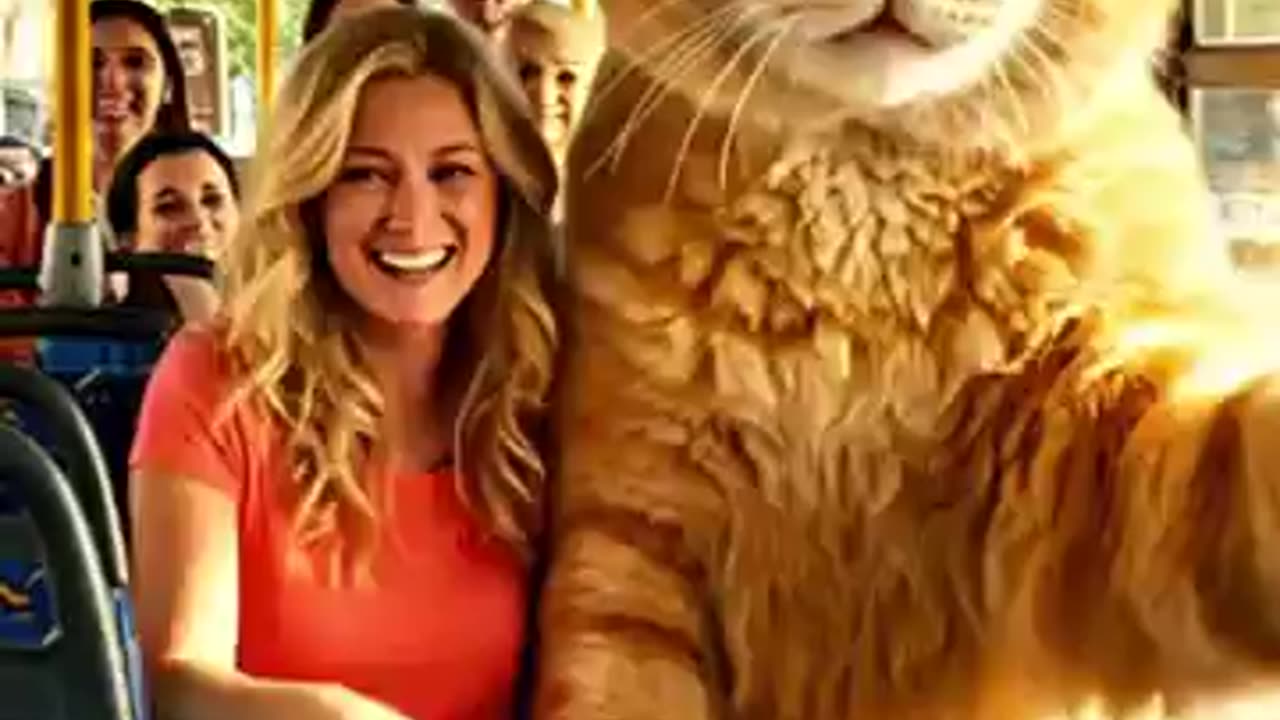 cute cat, dog in the bus with lady 🐈🐕