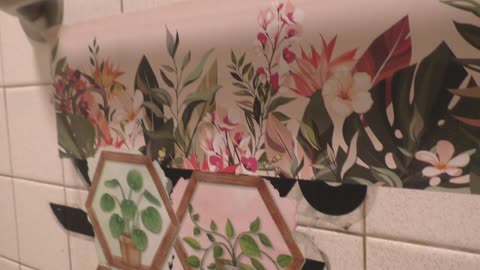 Indiant restaurant restroom has interesting flower depictions and sounds!