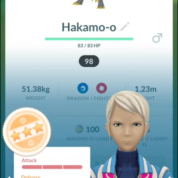 Pokemon Go Evolution - 98% iV Hakamo-o ➡️ Kommo-o