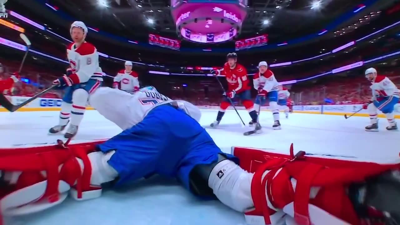 Habs G #75 Jakub Dobes w/ BIG GLOVE SAVE on #43 Wilson