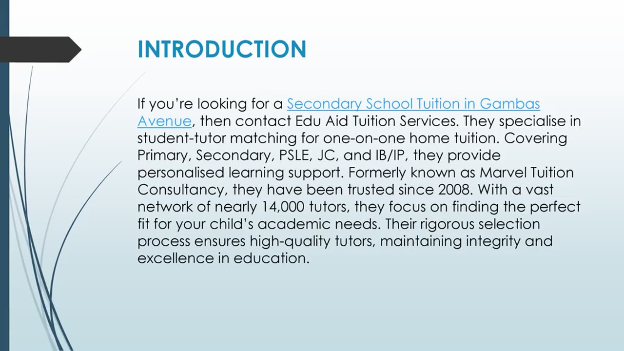 Best Secondary School Tuition in Gambas Avenue