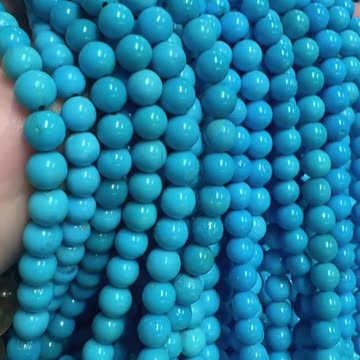 20250804-7 Natural Original Sterling Treatment Sleeping Beauty Turquoise Round Beads Roll Green