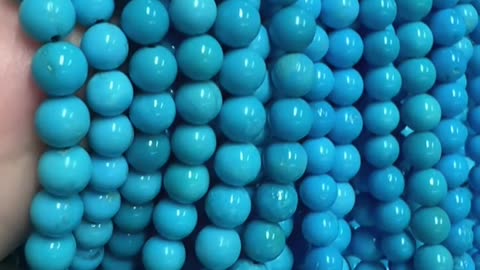 20250804-7 Natural Original Sterling Treatment Sleeping Beauty Turquoise Round Beads Roll Green
