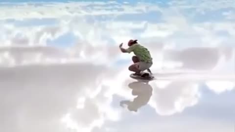 world’s largest salt flat , when covered by a thin layer of water , it becomes a natural mirror.