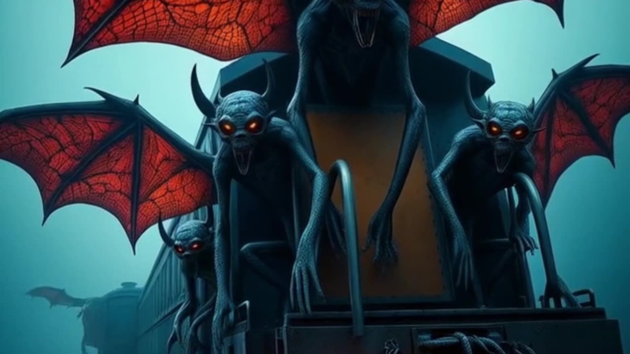 The Last Stop: Bat Creatures Invade a Midnight Train Ride #aiart #aivideo #animation