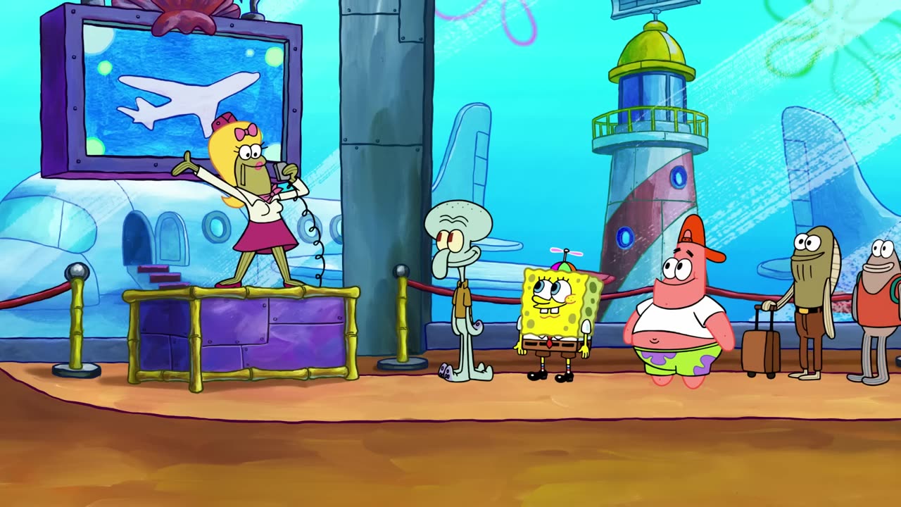 Squidward Fly to Bora Bora Bottom ✈️ Plane to Sea First 5 Minutes