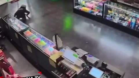 Tries to rob a store with a crowbar, gets shot by the owner. Instant Karma