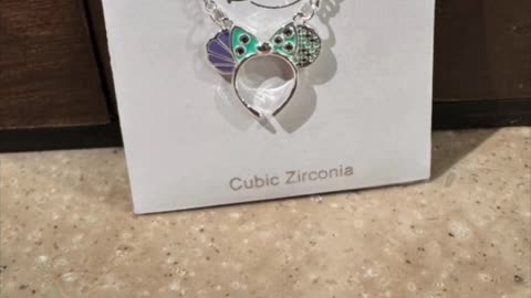 Disney Parks Silver Color Blue and Purple Ears Cubic Zirconia Minnie Ears Headband Necklace #shorts