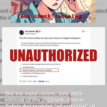 Fact Check: UK's Online Safety Act Did NOT Ban 'Criticism Of Illegal Immigration' On Social Media