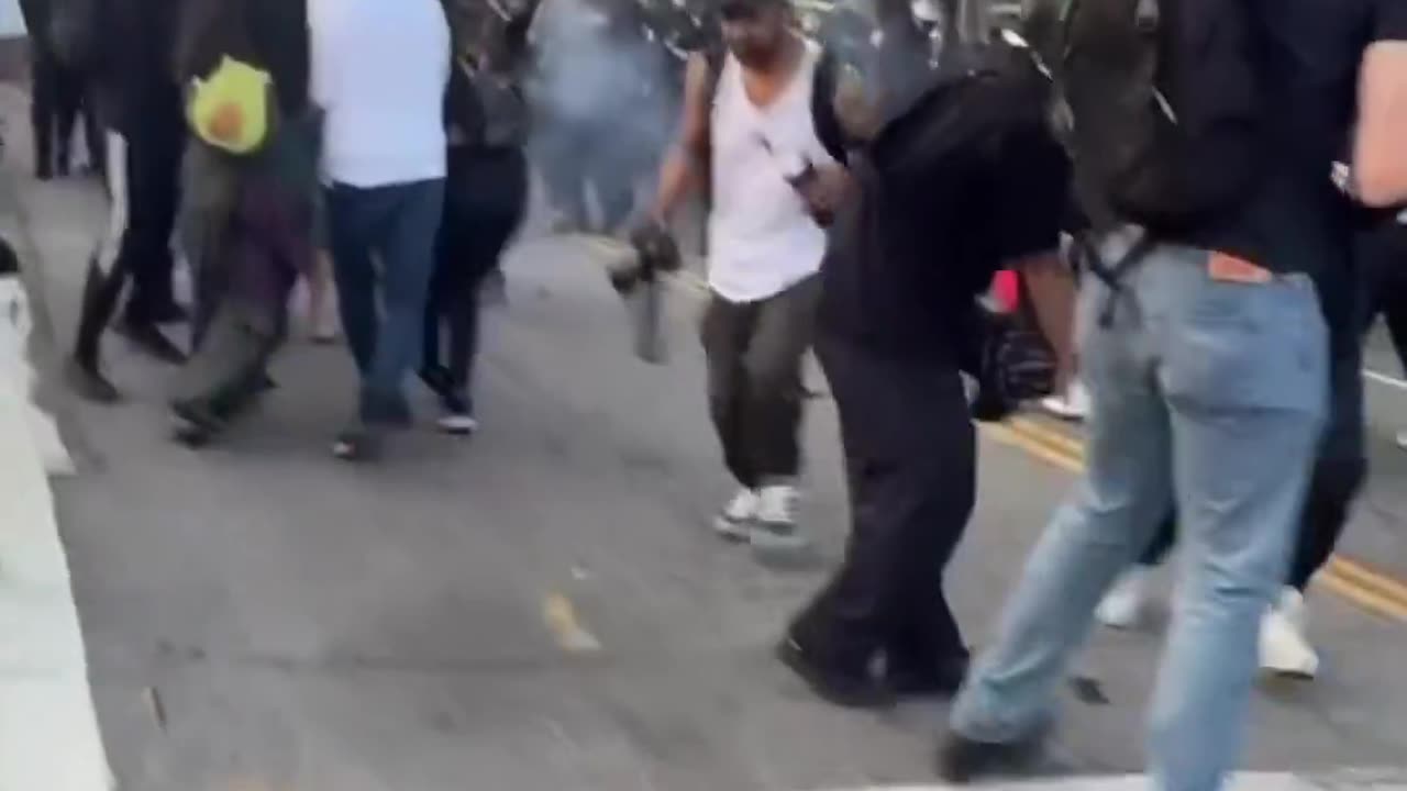 WATCH: Police fire rubber bullets at rioters in LA