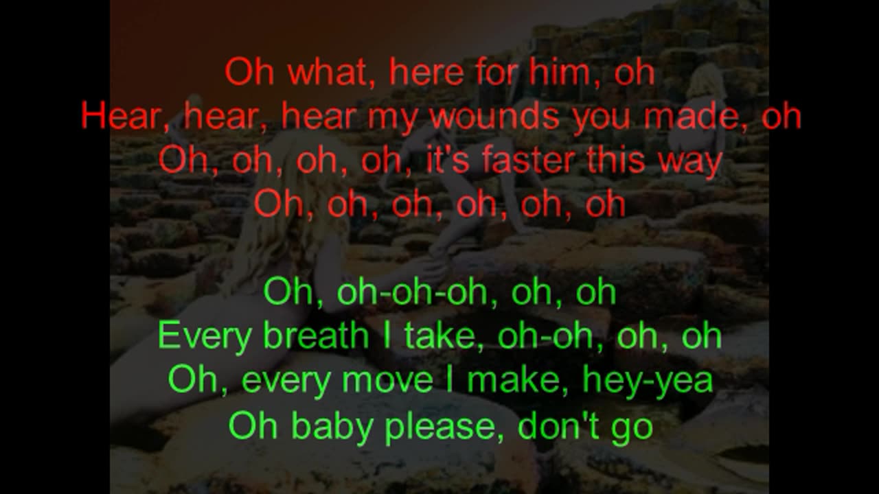 Led Zeppelin - Houses Of The Holy #6 D'yer Mak'er (backward lyrics in red)