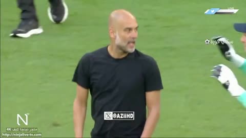 Pep Guardiola didn’t look pleased with Dean Henderson after the final whistle.