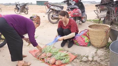 Harvesting GIANT Red Jackfruit - Make Jackfruit Sticky Rice Goes to the Market Sell