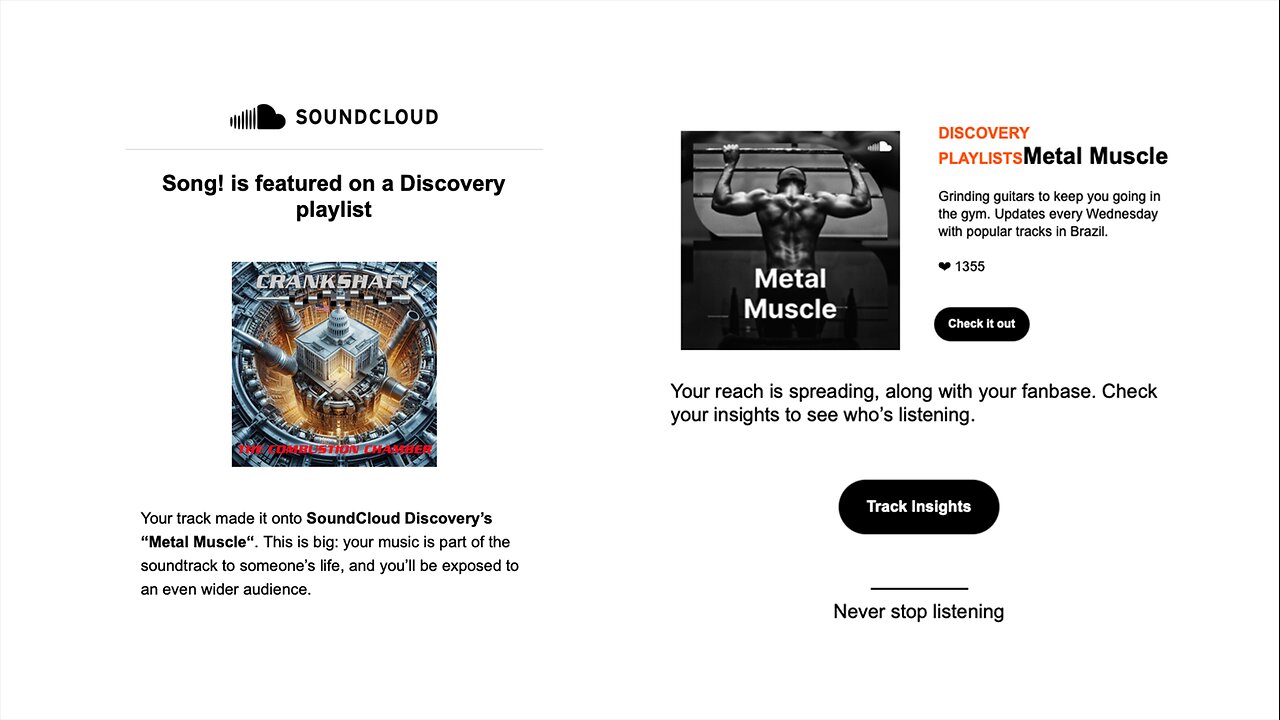 Song! Featured on the Soundcloud discovery playlist Metal Muscle in Brazil.