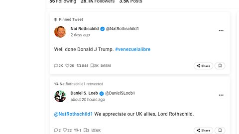 Nat Rothschild posts on X praising the removal of Maduro from power in Venezuela
