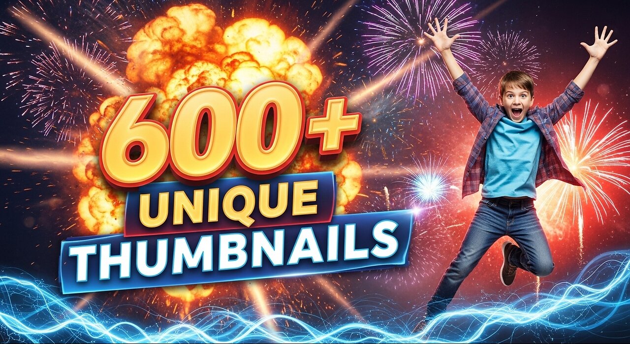 600+ Unique Thumbnails, Multiple Designs, Different Designs, Without Audio, AI Thumbnail 2