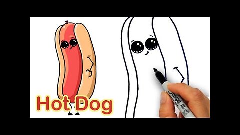 How to Draw a Cartoon Hot Dog and Bun Easy and Cute