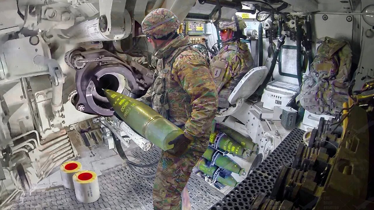 Inside US Feared Paladin Howitzer Loading & Firing Massive Rounds