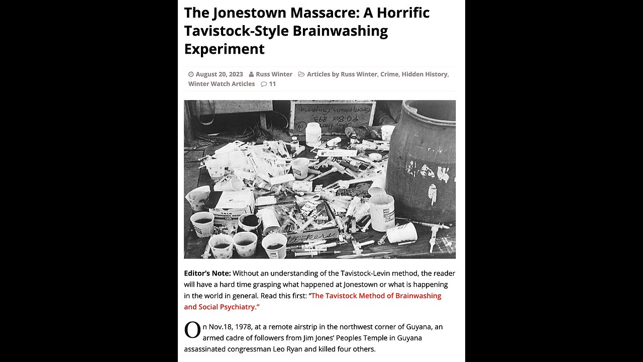 Jim Jones, The People's Temple, and Jonestown as Brainwashing Experiment with Russ Winter. (2022)