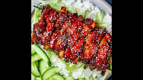 Hony gochujang chicken kebabs
