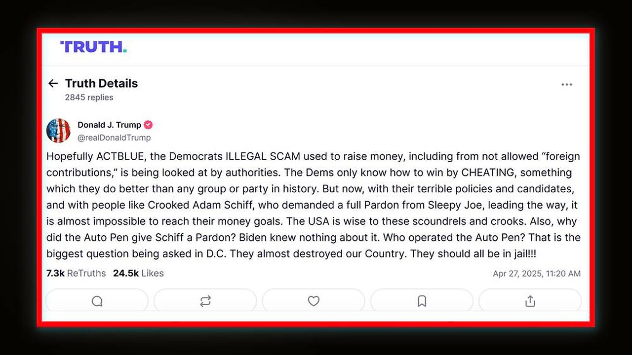 BREAKING: Trump Puts Pressure On DOJ To Indict ACTBLUE