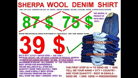 Sherpa wool denim shirts , 39$ , I gave wide margin for online sellers , USA UK Europe