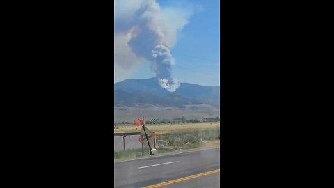 Fire crews on scene of the Monroe Fire burning in Sevier County southeast of Monroe, Utah.