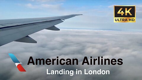 American Airlines landing at London Heathrow international AirPort.
