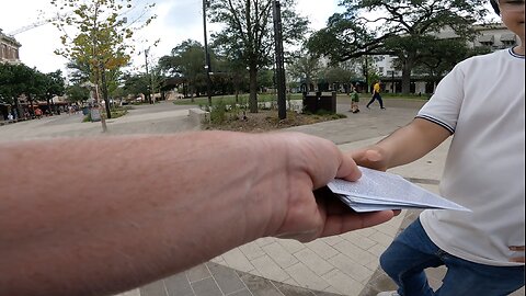 Best Day Yet In Downtown San Antonio: Lady Very Blessed By The Preaching, Young Boy Takes A Huge Stack of My Gospel Tracts and Passes Them Out While I Preach, Proclaiming the Gospel of Jesus Christ in Alamo Plaza And Other Spots!