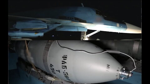 Night Flight on the Cockpit of Su-34 Fighter-Bomber to Deliver FAB-Bomb